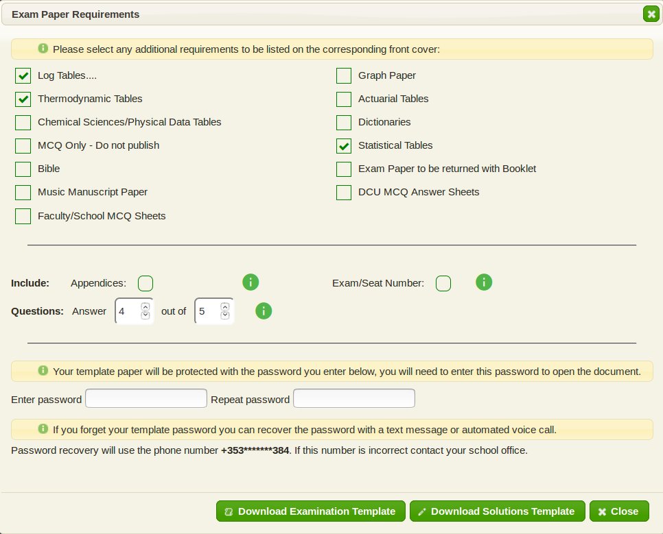 Examination Paper Template Options