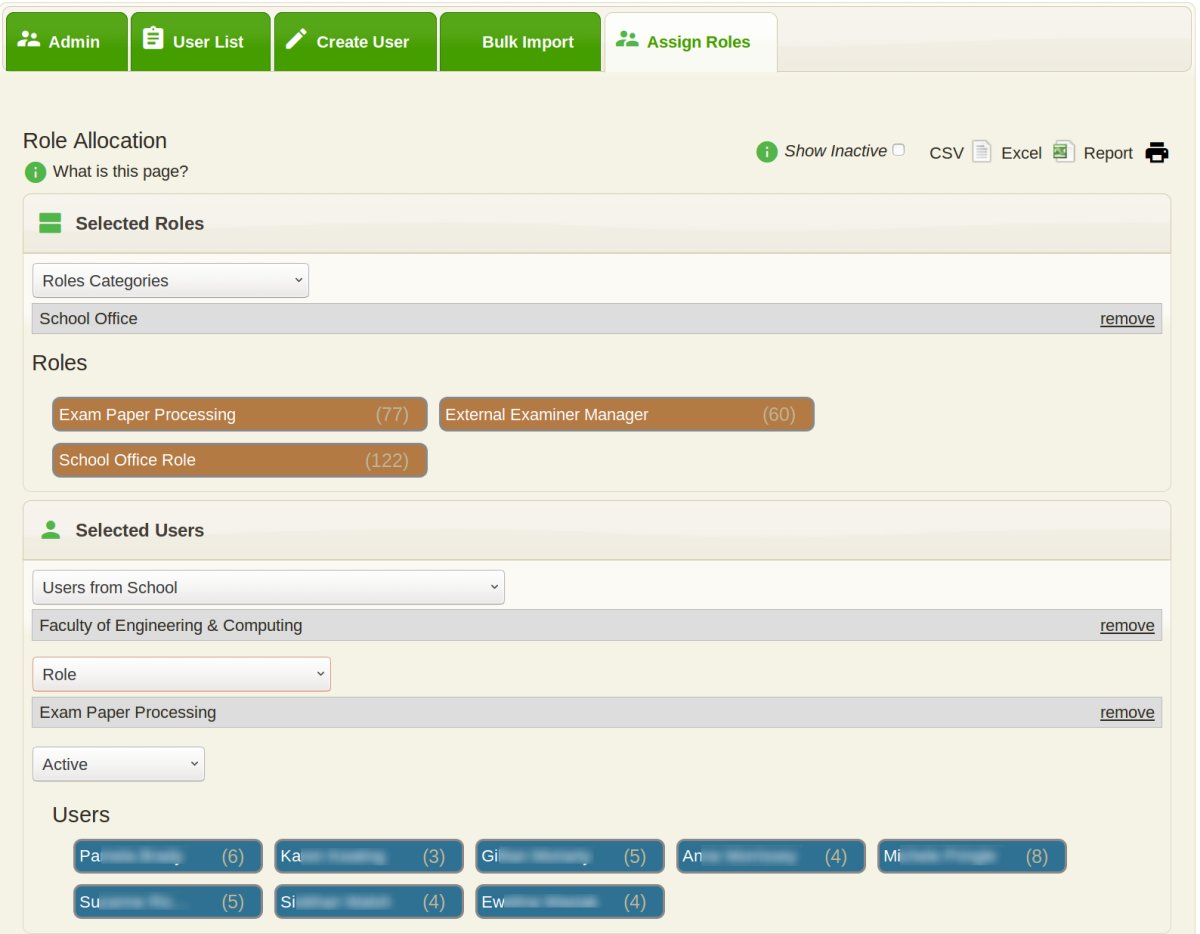 User/Role Management screenshot